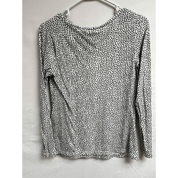 Old Navy Womens Black White Long Sleeve Round Neck Polka Dot Sequin Top Size Med - Picture 3 of 5